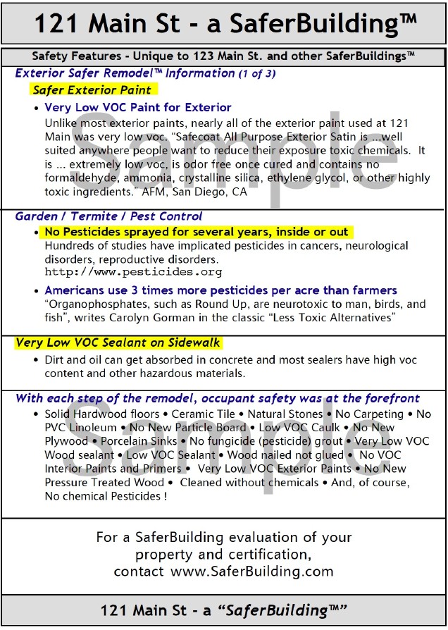 SaferBuilding&trade; Sales Information Sheet