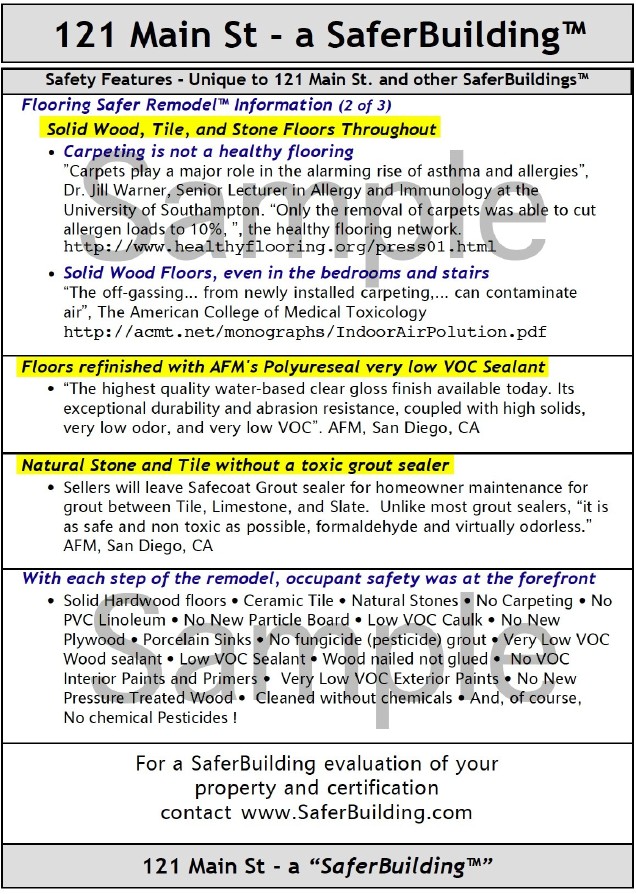 SaferBuilding&trade; Sales Information Sheet