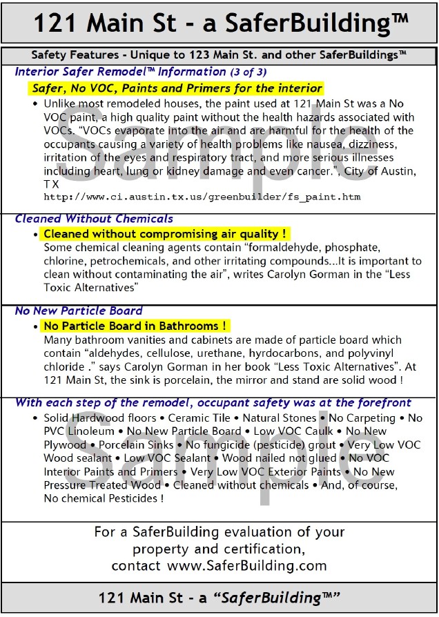 SaferBuilding&trade; Sales Information Sheet